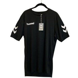 Men's XS Black Hummel Core Poly Jersey Tee Lightweight Athletic T-Shirt New